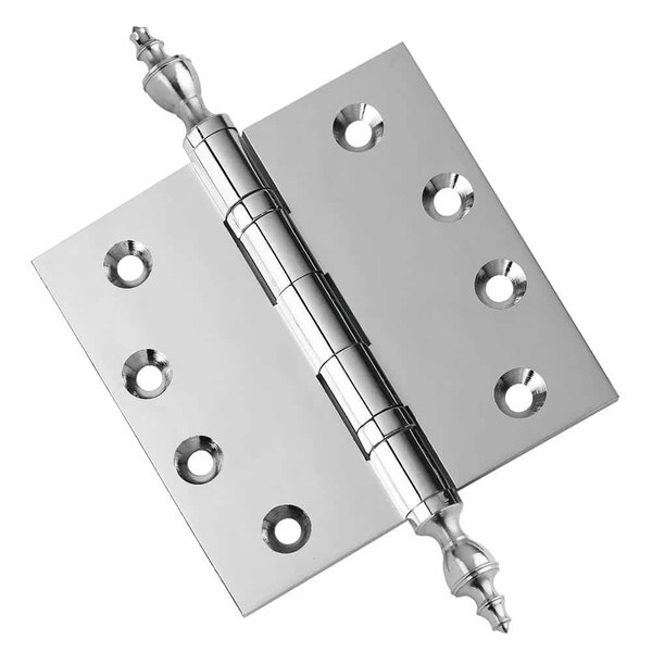Embassy 4-1/2 x 4-1/2 Solid Brass Hinge, Polished Chrome Finish with Urn Tips - 4545BBUS26U-1