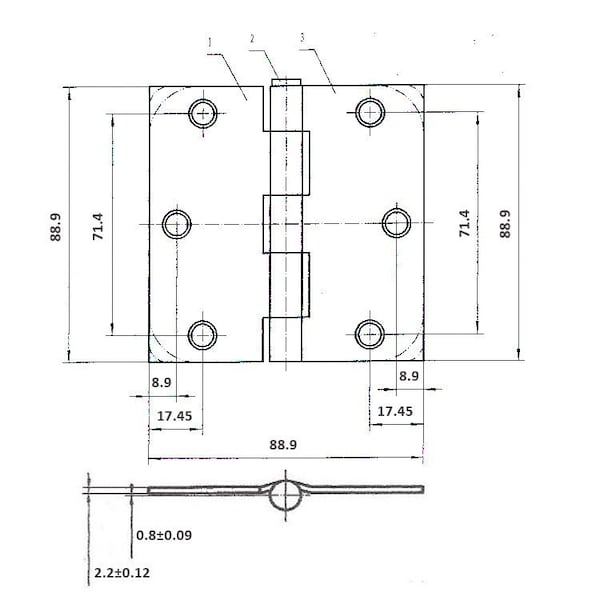Richelieu 2Pack 3 12inch 89 mm Full Mortise Butt Hinge, Brushed Chrome - 821BCB