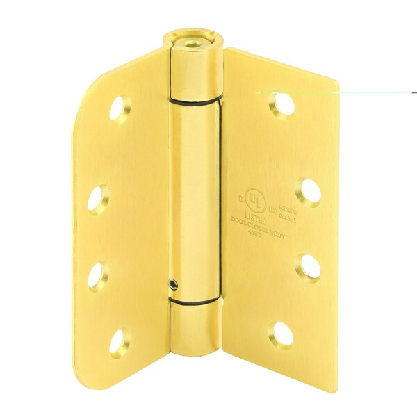 Prime-Line Door Hinge Commercial UL Adjust Self-Close, 4 in. w/ Square & 5/8 in. Corners, Satin Brass 3 Pack - U 1159363