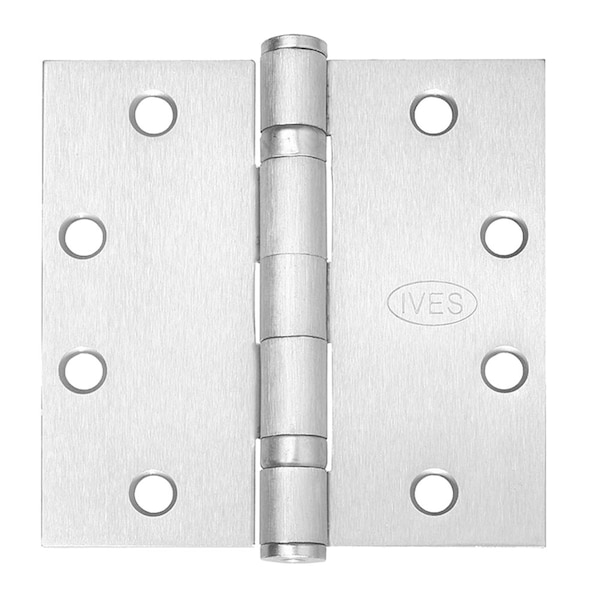 Ives 5-Knuckle Ball Bearing Hinge, Standard Weight, 4-1/2-in x 4-1/2-in, Satin Nickel Finish - 5BB1 4.5X4.5 619