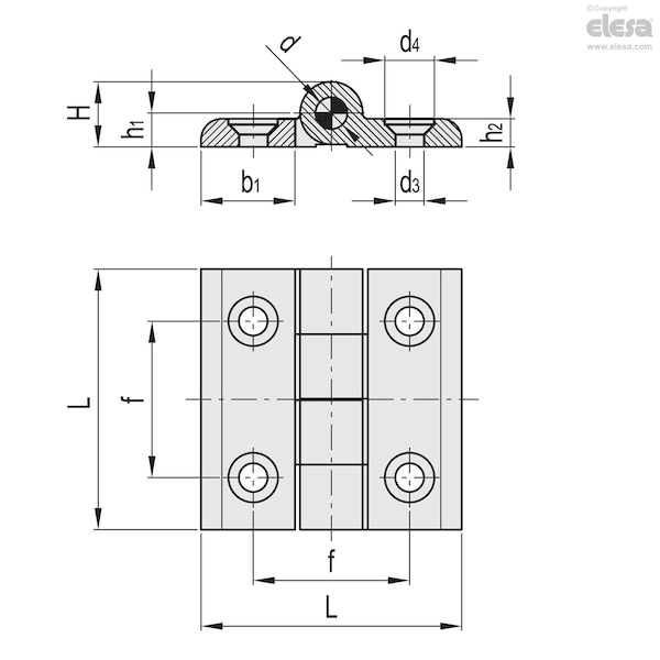 Elesa Hinges, CMM-AL-60-SH-8 - CMM-AL