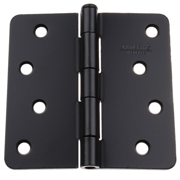 Gliderite Hardware 4 in. Matte Black Door Hinge with 1/4 in. Corner Radius - 4014-MB - 4014-MB-1