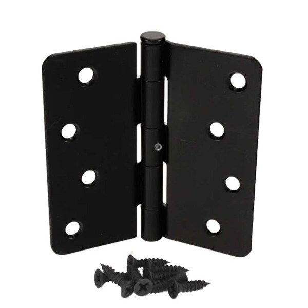 Hager Hinge 4 x 4 in. 0.25 in. Radius Full Mortise Residential Plain Bearing Template Hinge, Flat Black - RC17494L114