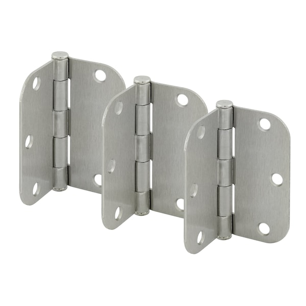 Prime-Line Door Hinge Residential Smooth Pivot, 3-1/2 in. with 5/8 in. Corners, Satin Nickel 3 Pack - U 1150853