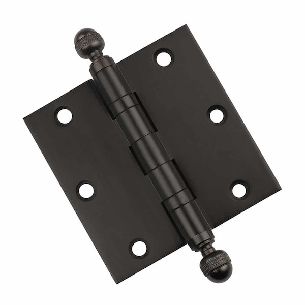 Embassy 3-1/2 x 3-1/2 Solid Brass Hinge, Oil Rubbed Bronze Finish with Acorn Tips - 3535BBUS10BA-1