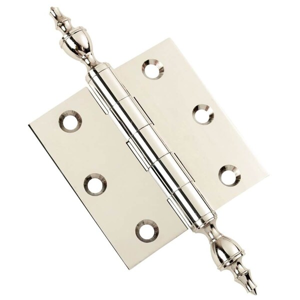 Embassy 3 x 3 Solid Brass Hinge, Polished Nickel Finish with Urn Tips - 3030US14U-1