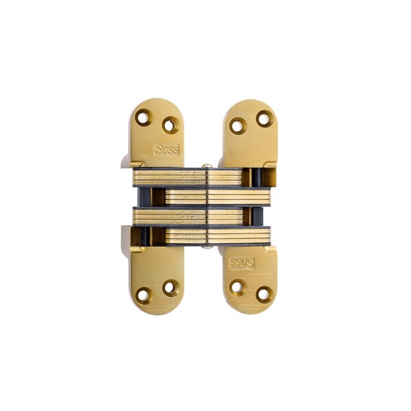 Universal Industrial Soss 1-3/8" x 5-1/2" Heavy Duty Invisible Hinge for 2" Doors Satin Brass Finish - 220US4