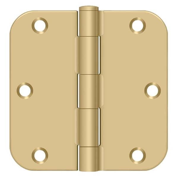 Deltana Satin Brass Door and Butt Hinge, Holes per Leaf: 3 - S35R5BK4