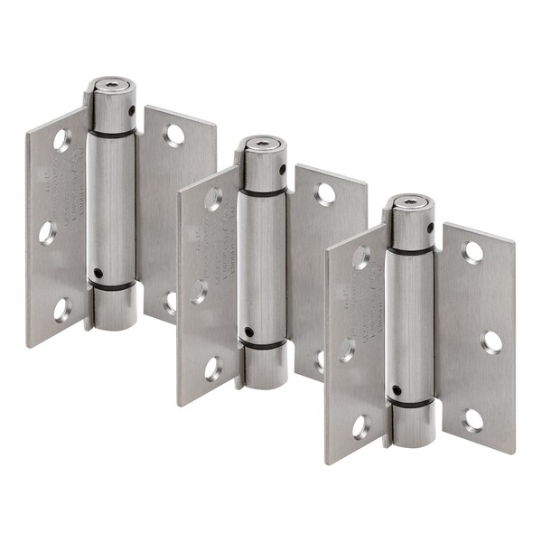 Prime-Line Door Hinge Commercial UL Adjust Self-Close, 3-1/2 in. with Sq. Corners, Satin Nickel 3 Pack - U 1158253
