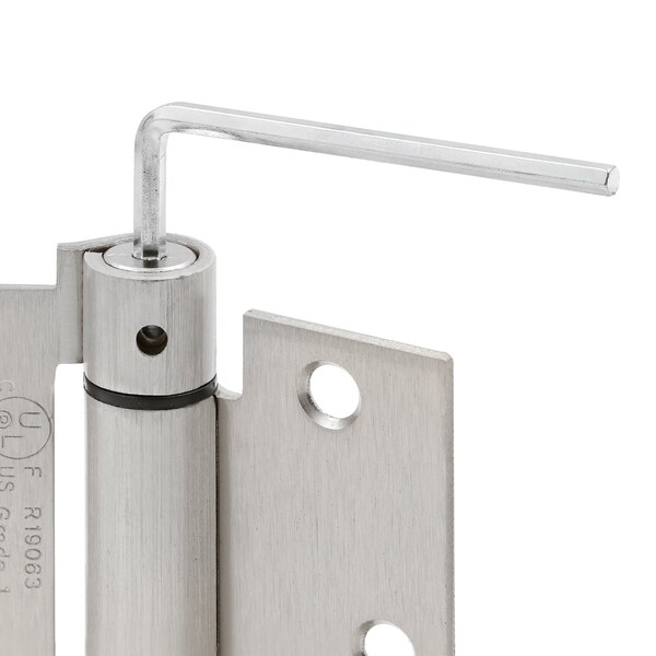 Prime-Line Door Hinge Commercial UL Adjust Self-Close, 3-1/2 in. with Sq. Corners, Satin Nickel 3 Pack - U 1158253