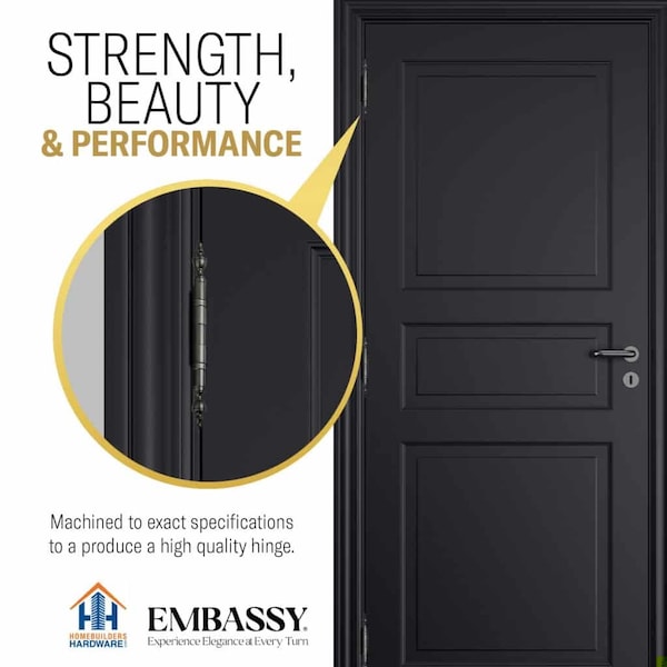 Embassy 3-1/2 x 3-1/2 Solid Brass Hinge, Pewter Finish with Ball Tips - 3535BBUS17AB-1