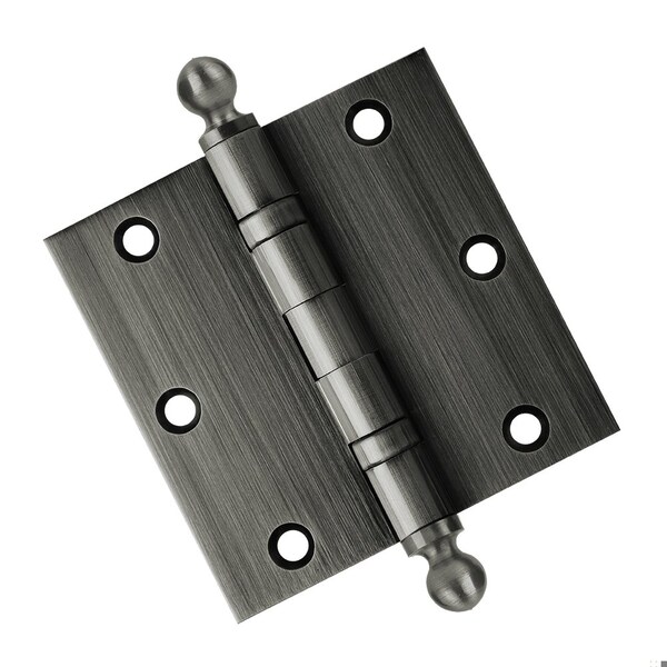 Embassy 3-1/2 x 3-1/2 Solid Brass Hinge, Pewter Finish with Ball Tips - 3535BBUS17AB-1