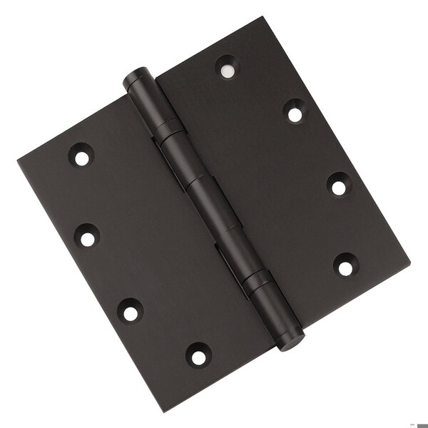 Embassy 5 x 5 Solid Brass Ball Bearing Hinge, Oil Rubbed Bronze Finish with Flat Tips - 5050BBUS10B-1