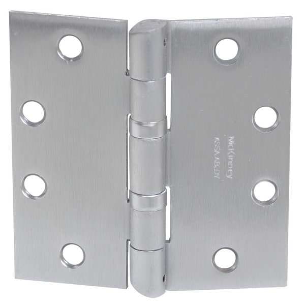 Mckinney Door and Butt Hinge, Steel, Full Mortise Mounting, 2 1/4 in Leaf W x 5 in Leaf H, Dull Chrome - HT4A3786 BB NRP 5" X 4 1/2