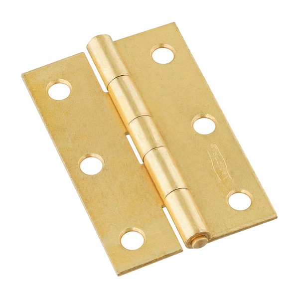 National Mfg Sales 3 in. Steel Brass Non-Removable Pin Door Hinges, 2PK - 5701966