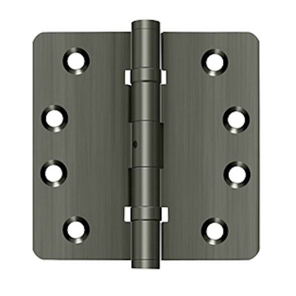Deltana Pair of 4 x 4 x 1/4 Ball Bearing Radius Hinges with Non Removable Pin; Antique Nickel Finish - DSB4R4NB15A
