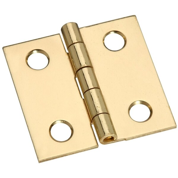 National Hardware Decorative Broad Hinge, 1 in H Door Leaf, 0.02 in Thick Door Leaf, Brass, Solid Brass, 2 lb - N211-334