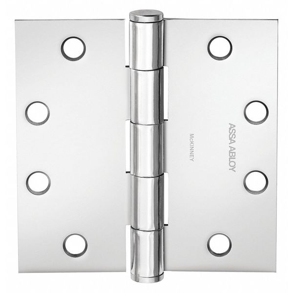 Mckinney Butt Hinge, Steel, Flush Mounting, 1 7/16 in Leaf W x 3 1/2 in Leaf H, Bright Chrome - 55327