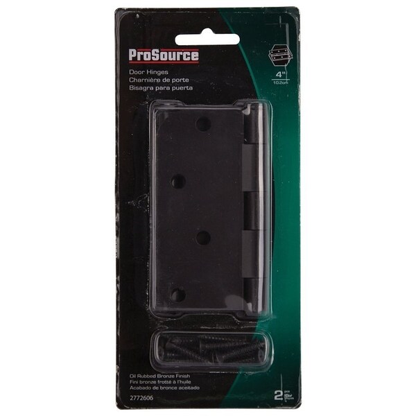 Prosource Door Hinge, Steel, Oil-Rubbed Bronze, Loose Pin, 180 deg Range of Motion, Screw Mounting - BH-402ORB-PS