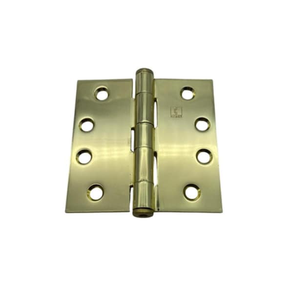 Hager Hinge 4 x 4 in. Steel Mortise Hinge - Bright Brass - 127943.BX
