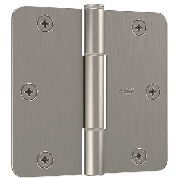 National Hardware Squeak Guard Door Hinge, 3-1/2 in H Frame Leaf, 3/32 in Thick Frame Leaf, Steel, Satin Nickel - N830-450