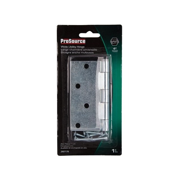 Prosource Utility Hinge, Steel, Zinc, Removable Pin, 180 deg Range of Motion, Full Mortise Mounting - LR-042-PS