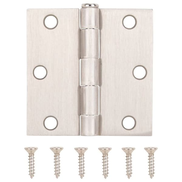 Prosource Square Corner Door Hinge, Steel, Satin Nickel, Loose Pin, 180 deg Range of Motion - LR-708-PS