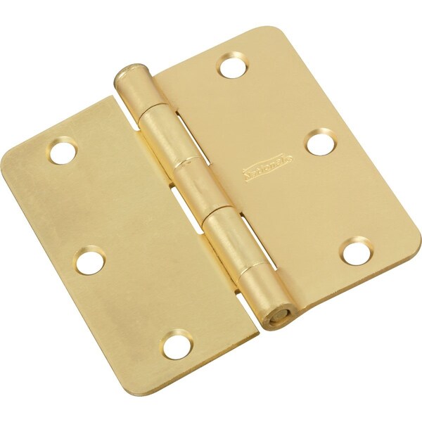 National 3-1/2 In. x 1/4 In. Radius Satin Brass Door Hinge - N830227