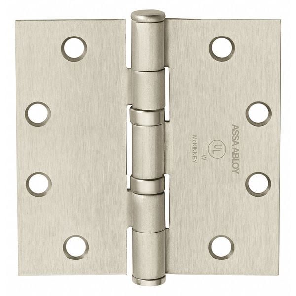 Mckinney Butt Hinge, Steel, Flush Mounting, 1 7/16 in Leaf W x 3 1/2 in Leaf H, Satin Nickel - 55392