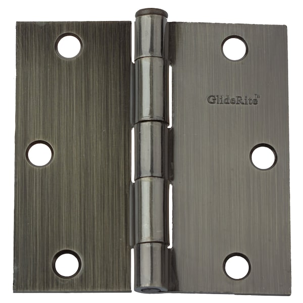 Gliderite Hardware 3-1/2 in. Antique Brass Square Door Hinge - 3500-AB - 3500-AB-1