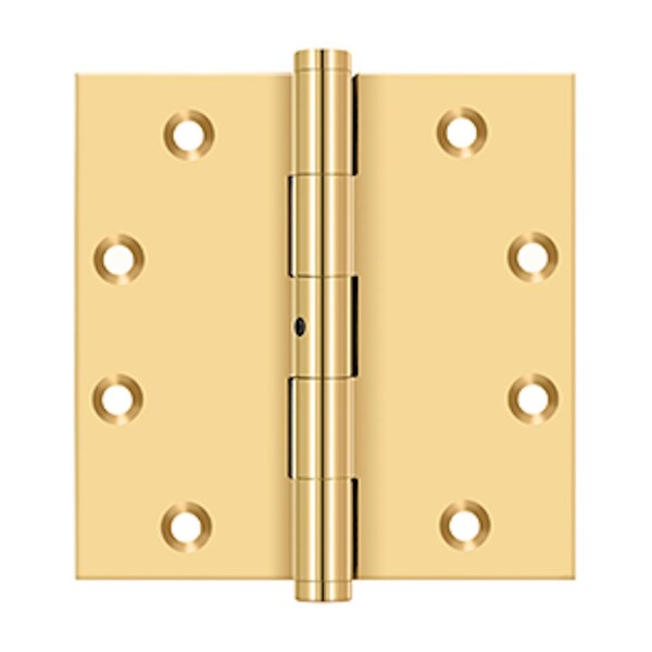 Deltana 4-1/2 x 4-1/2 Square Hinge; Ball Bearings; Non Removable Pin Lifetime Brass Finish - CSB45N