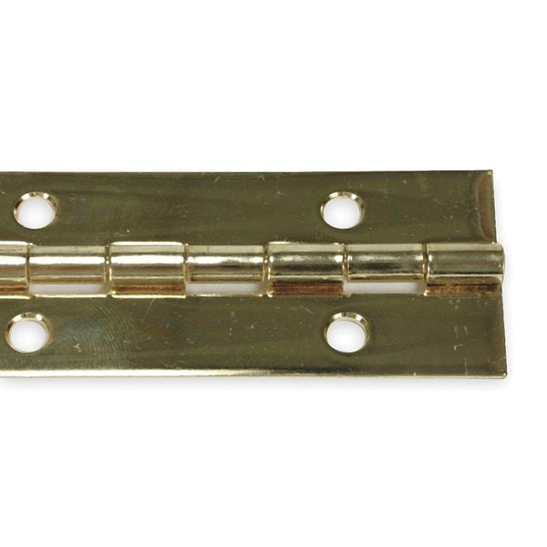 Zoro Select Piano Hinge, Brass, Full Surface Mounting, 3/4 in Leaf W x 72 in Leaf H, Bright Brass - 1CBP4
