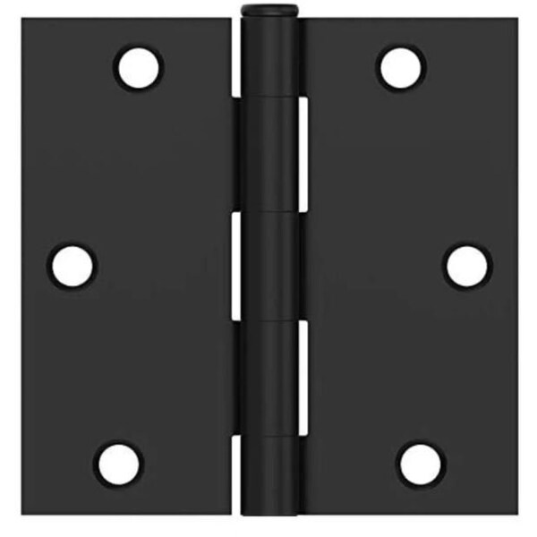 Global Door Controls 4 in. x 4 in. Matte Black Plain Surface Mount Removable Pin Squared Hinge (Set of 2) - CP4040-US19