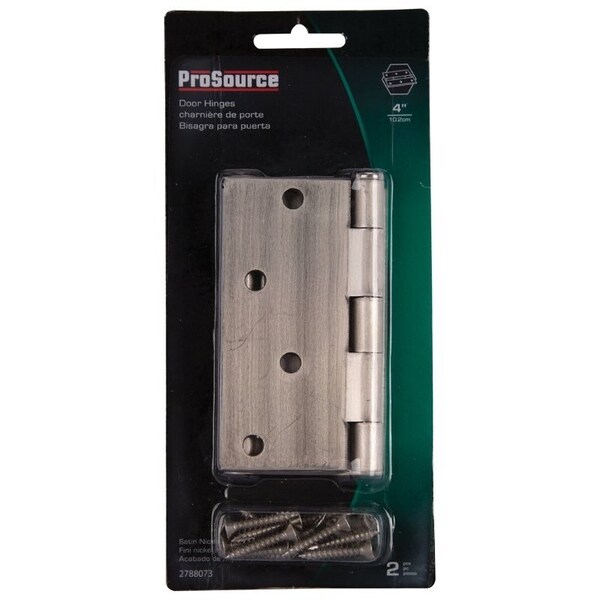 Prosource Square Corner Door Hinge, Steel, Satin Nickel, Loose Pin, 180 deg Range of Motion - BH-502SN-PS