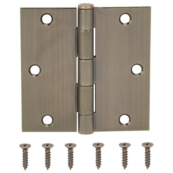 Prosource Square Corner Door Hinge, Steel, Antique Brass, Loose Pin, 180 deg Range of Motion - 20338ABX