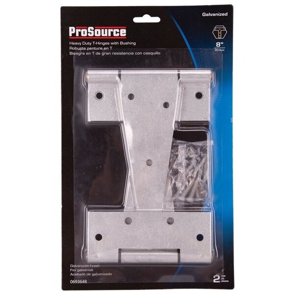 Prosource T-Hinge, Galvanized Steel, Galvanized Brass Pin, Fixed Pin, 180 deg Range of Motion - HTH-G08-C2PS