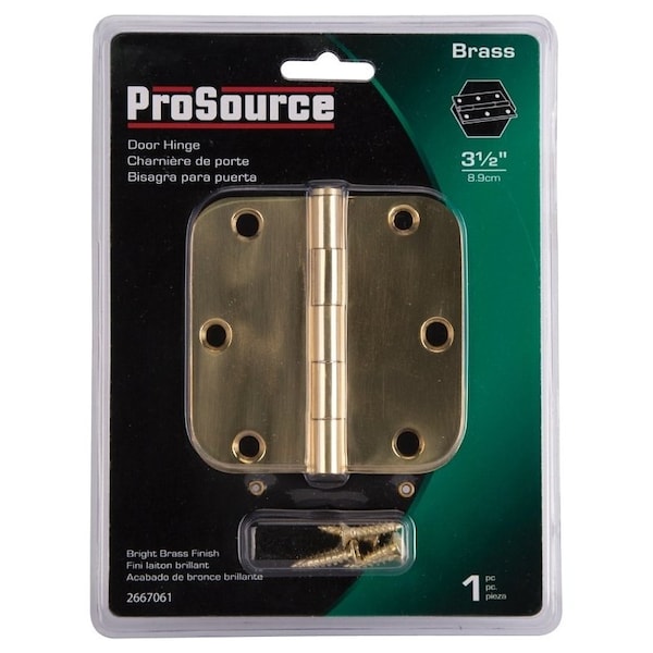Prosource Door Hinge, Solid Brass, Brass, Loose Pin, 180 deg Range of Motion, Screw Mounting - BH-BR21B-PS