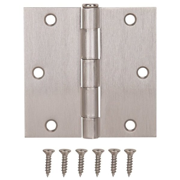Prosource Square Corner Door Hinge, Steel, Satin Nickel, Loose Pin, 180 deg Range of Motion - 20338SNX