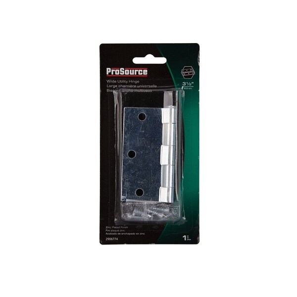 Prosource Utility Hinge, Steel, Zinc, Removable Pin, 180 deg Range of Motion, Full Mortise Mounting - LR-041-PS