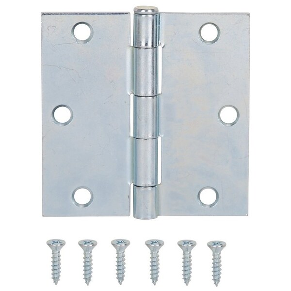 Prosource Utility Hinge, Steel, Zinc, Removable Pin, 180 deg Range of Motion, Full Mortise Mounting - LR-041-PS