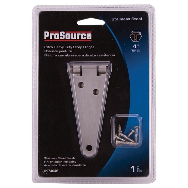 Prosource Strap Hinge, 2 mm Thick Leaf, Brushed Stainless Steel, 180 Range of Motion - HSH-S04-C1PS