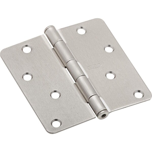 National 4 In. x 1/4 In. Radius Satin Nickel Door Hinge - N830246