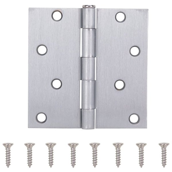 Prosource Square Corner Door Hinge, Steel, Satin Chrome, Loose Pin, 180 deg Range of Motion - 20339SCX