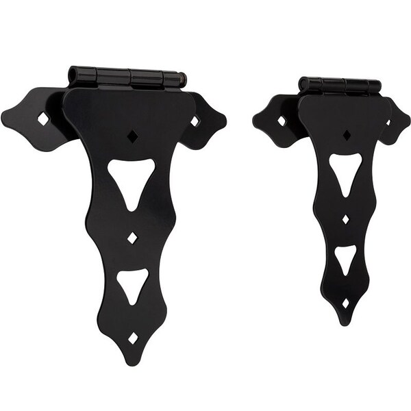 National Hardware Ornamental T-Hinge, Steel, Black, Screw Mounting - N109-034