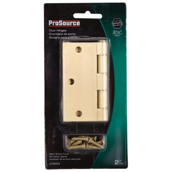 Prosource Square Corner Door Hinge, Steel, Satin Brass, Loose Pin, 180 deg Range of Motion - BH-202SB-PS