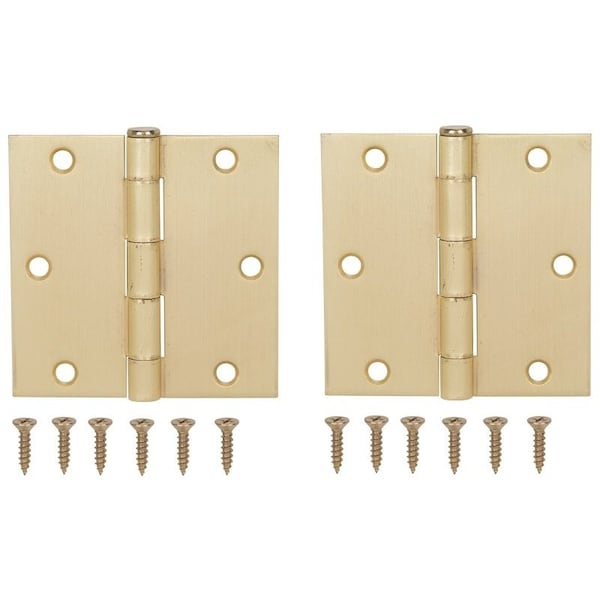 Prosource Square Corner Door Hinge, Steel, Satin Brass, Loose Pin, 180 deg Range of Motion - BH-202SB-PS