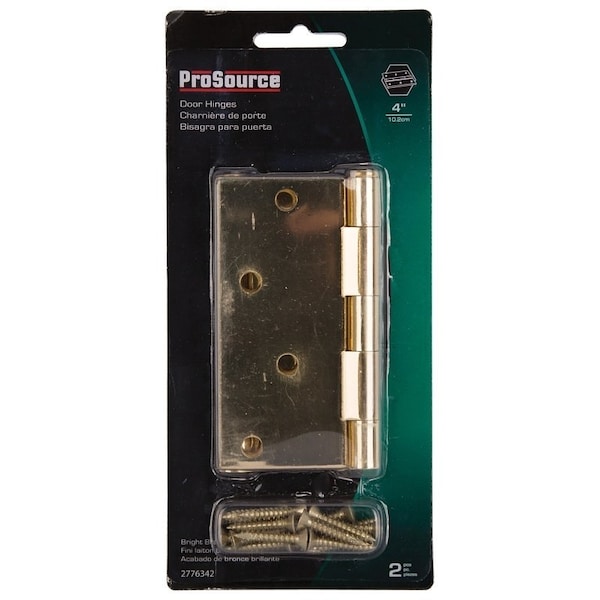 Prosource Square Corner Door Hinge, Steel, Brass, Loose Pin, 180 deg Range of Motion, Screw Mount Mounting - BH-502PB-PS