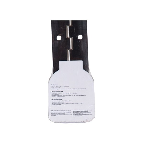 Prosource Continuous Hinge, 180 deg, Steel, Bright Nickel, 1.5 in x 30 in - LR-033-PS