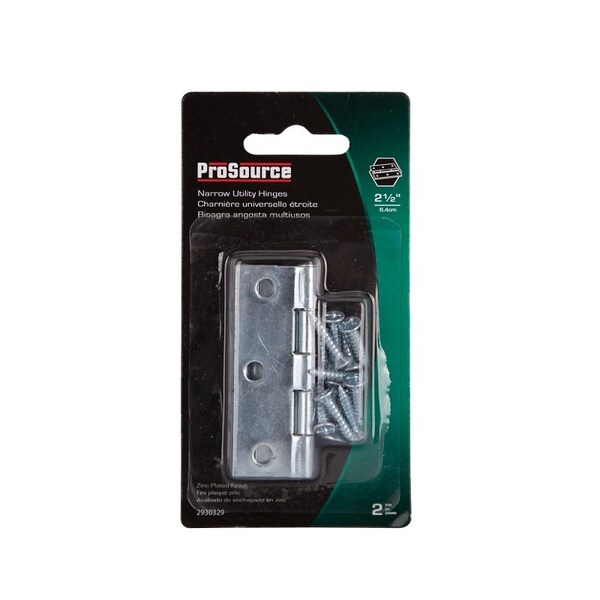 Prosource Utility Hinge, Steel, Zinc, Removable Pin, 180 deg Range of Motion, Full Mortise Mounting - LR-055-PS