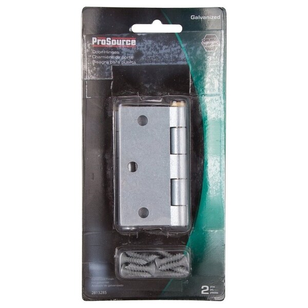Prosource Square Corner Door Hinge, Steel, Mechanical Galvanized, Loose Pin, 180 deg Range of Motion - 20337MGS-PS